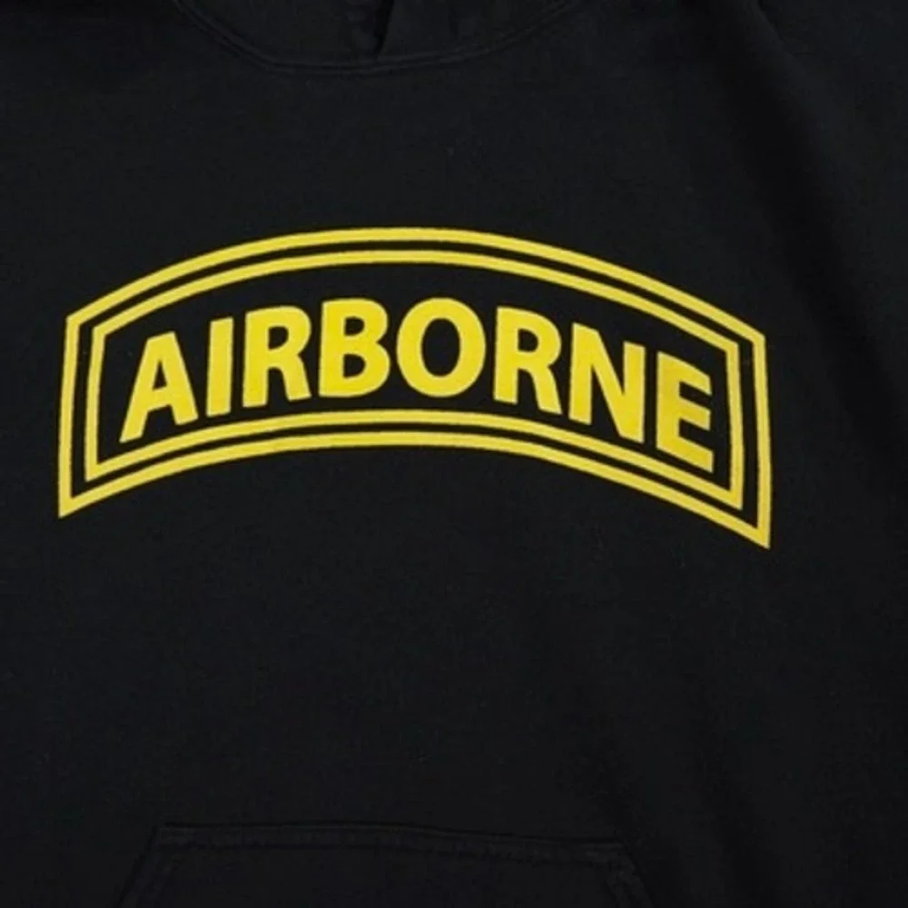 Airborne‎ Paratrooper Gildan Hoodie Mens Medium Black Graphic Heavy Blend - Picture 6 of 11